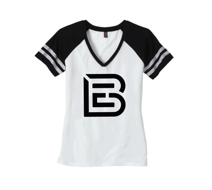 ‘BE’ Black & White V-Neck Sports Tee 2023 Collection