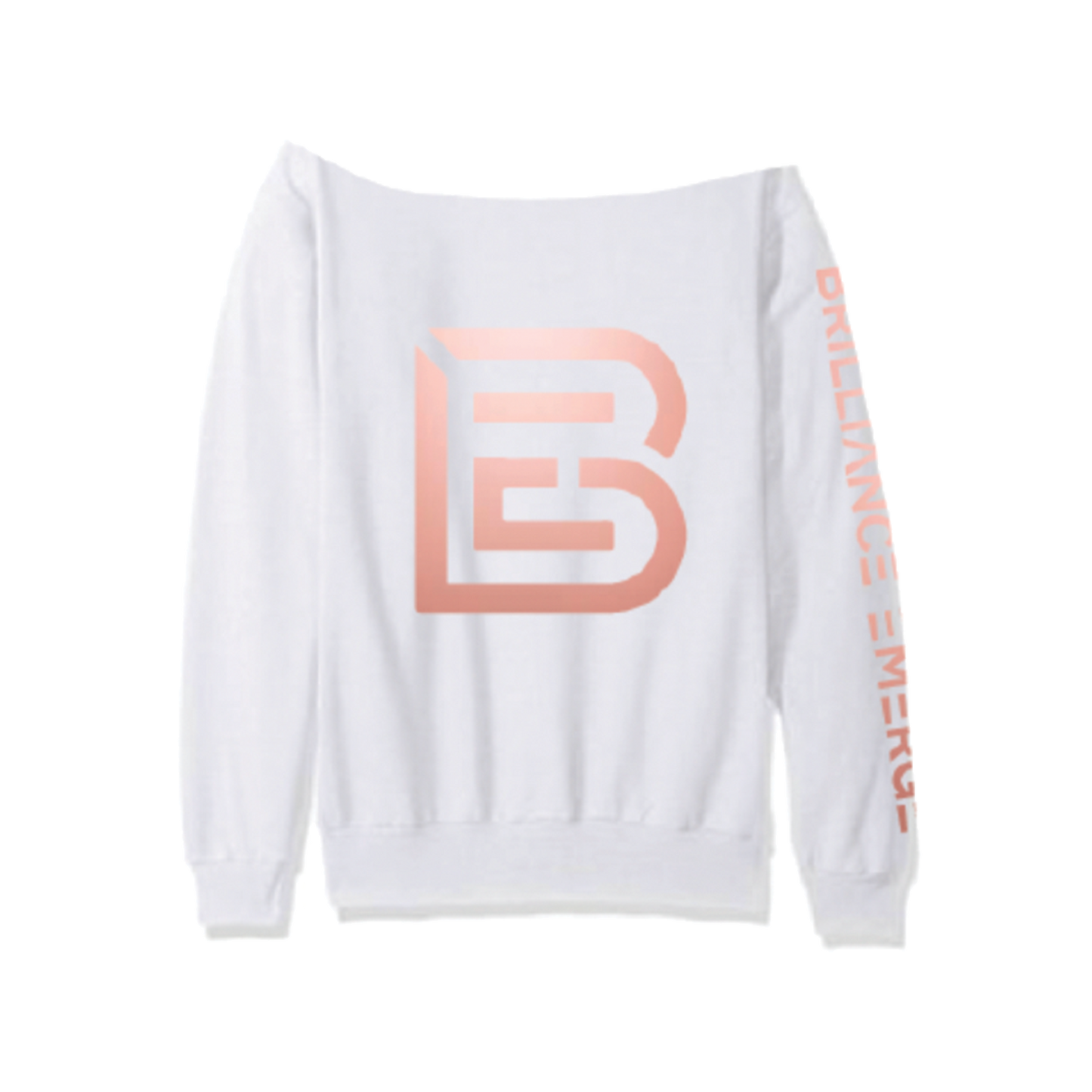 ‘BE’ White Off-Shoulder Sweatshirt