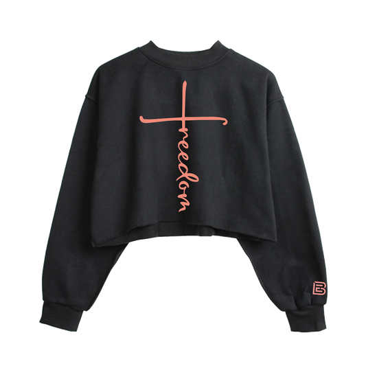 ‘Freedom’ Black Cropped Sweatshirt