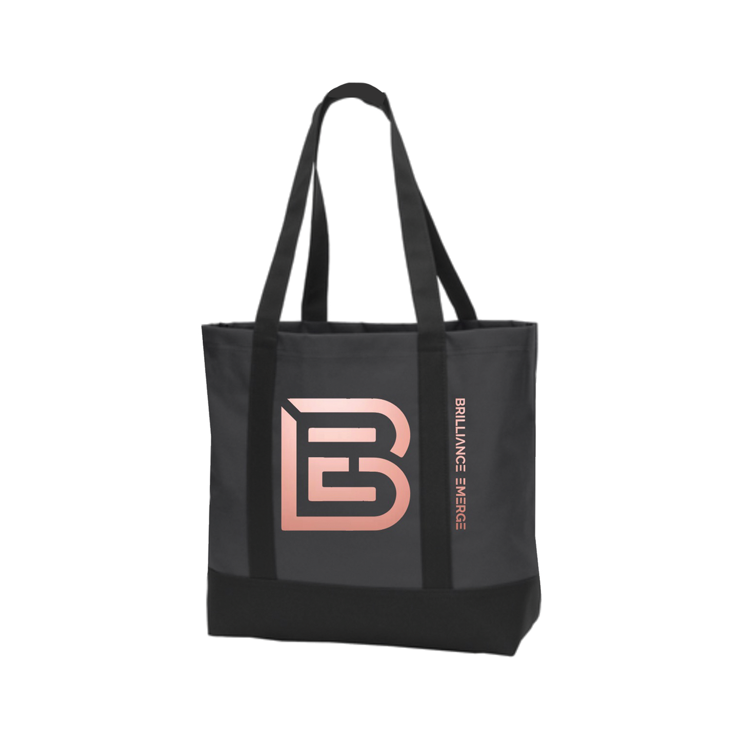 ‘BE’ Charcoal/Black Tote w/Peach Metallic